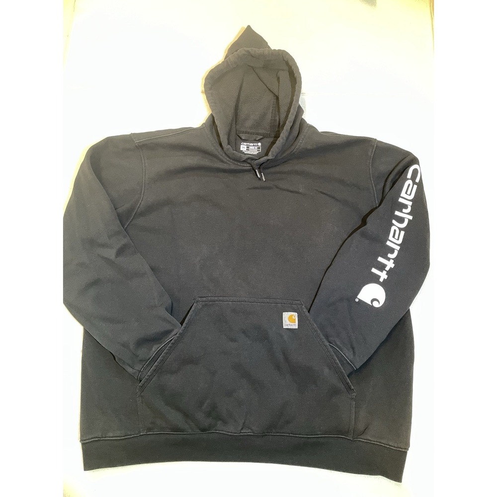 Carhartt Hoodie Black Pocket Workwear Sweater Mens Size 2XL‎